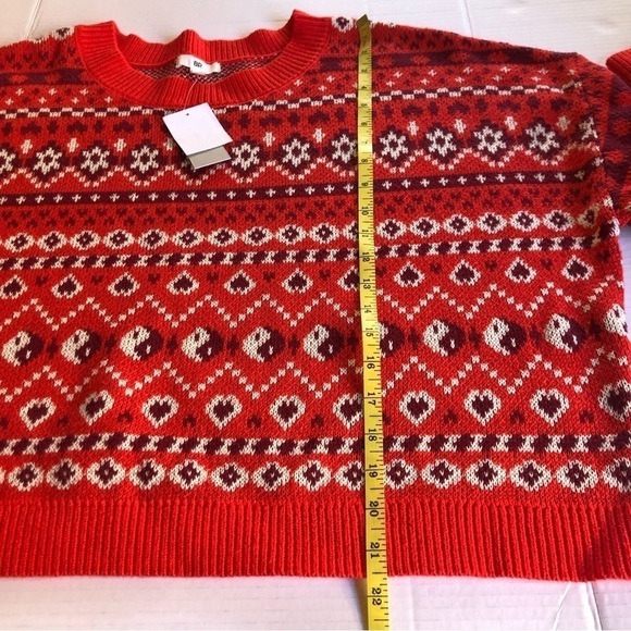 NWT BP. Crafted Cropped Sweater In Red Scarlet Holiday Fairisle Plus Size 3X - Picture 11 of 11